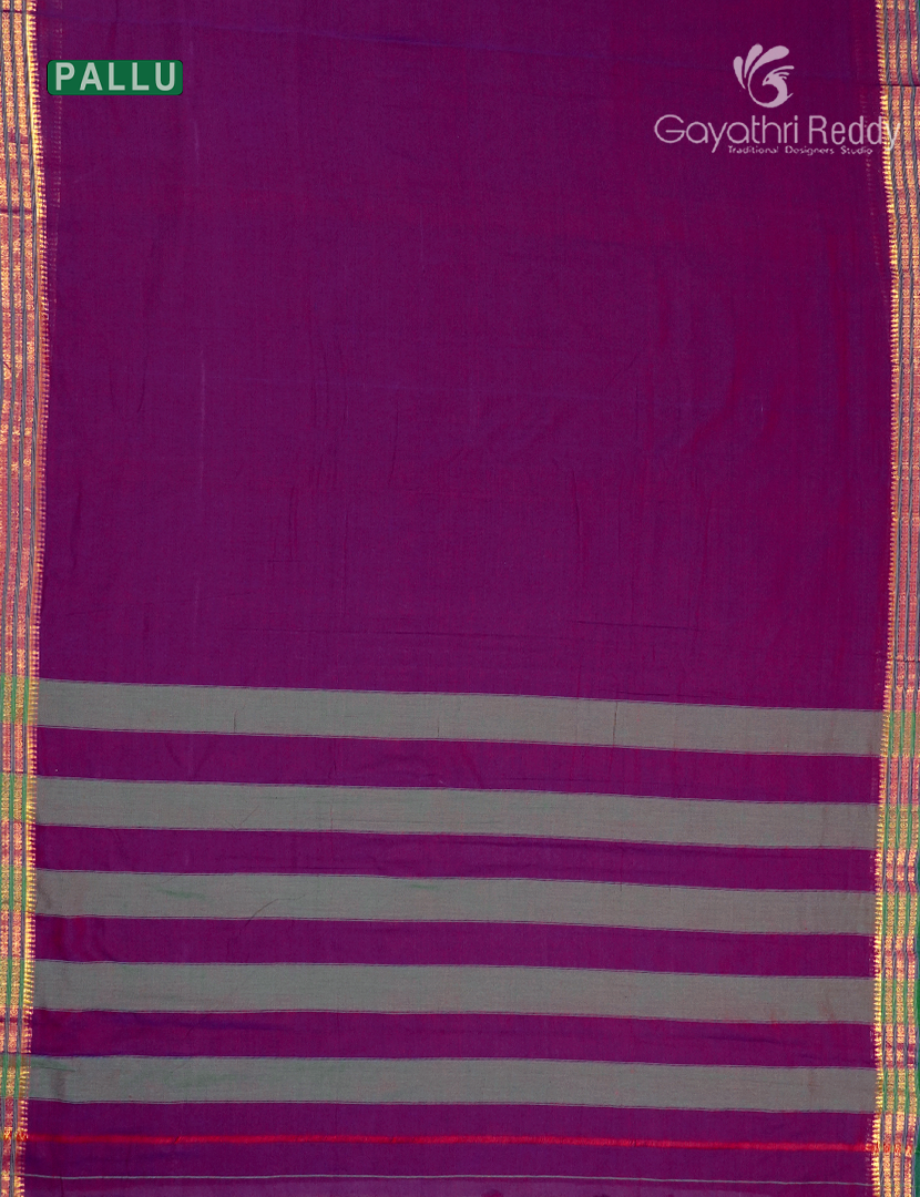 Pure Narayanpet Cotton Saree in Deep Jamun