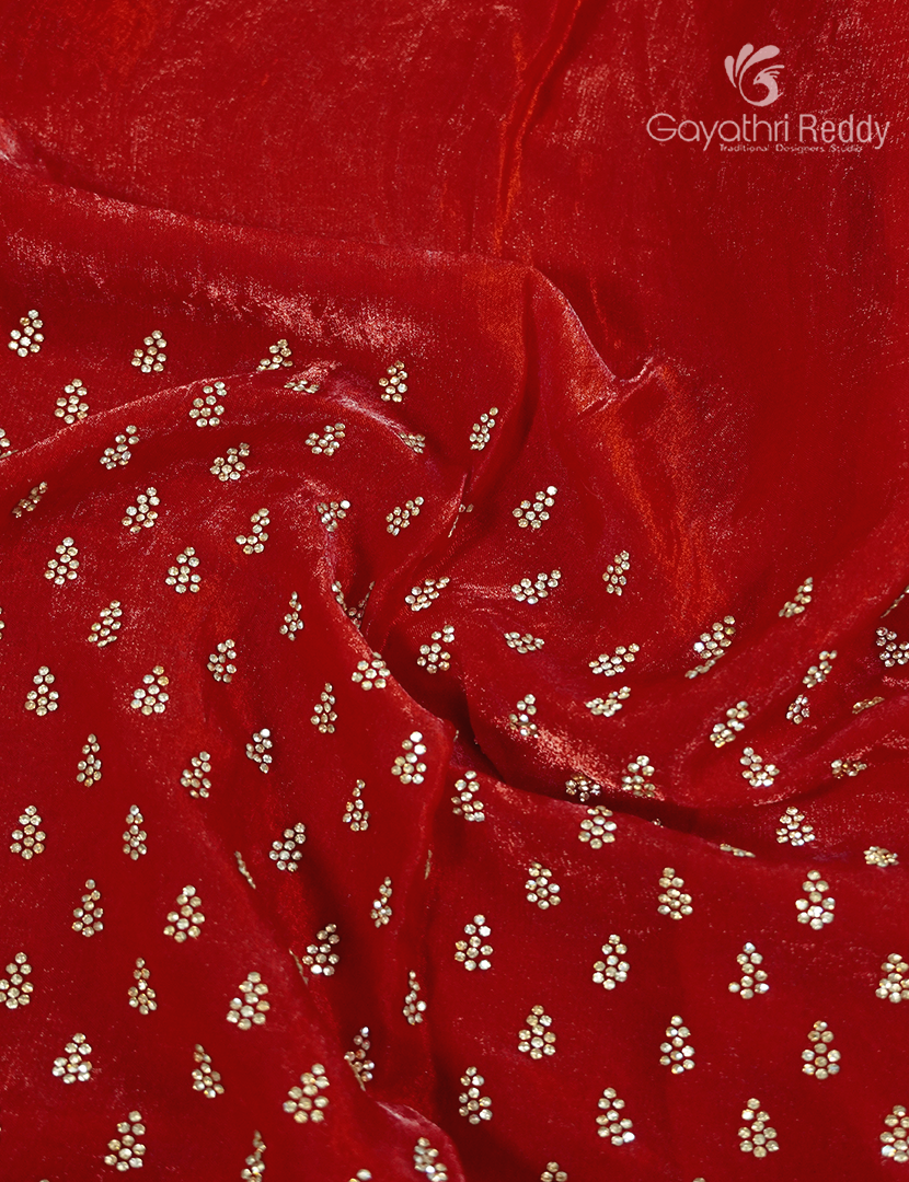 Organza Fancy Saree in Deep Red