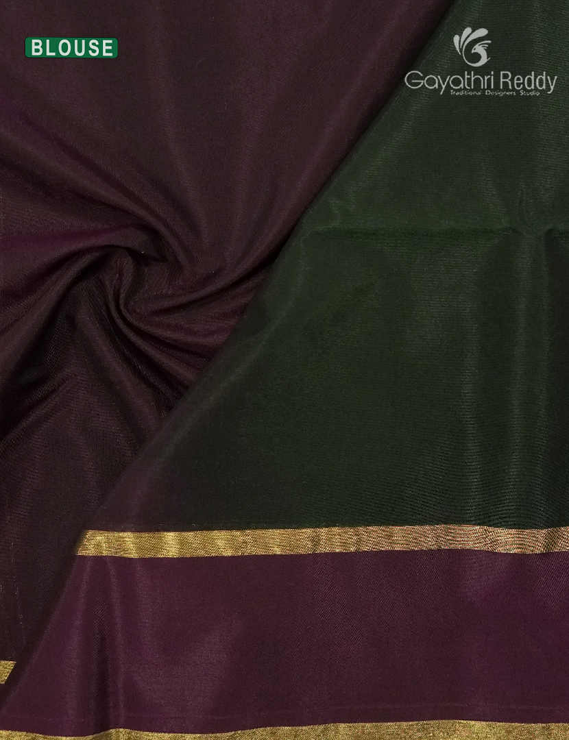 Kanchipuram Sico Saree in Deep Olive Green and Deep Snuff