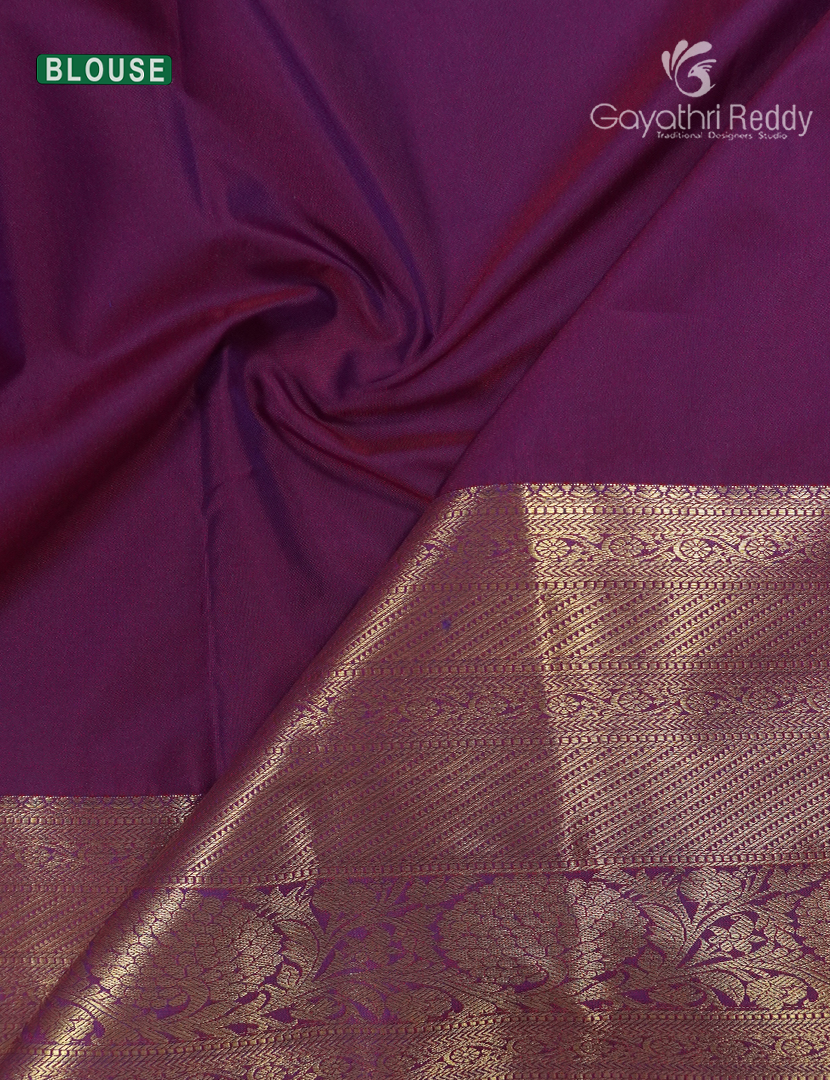 Semi Kanchipuram Silk Saree in Lavender Grey and Deep Magenta