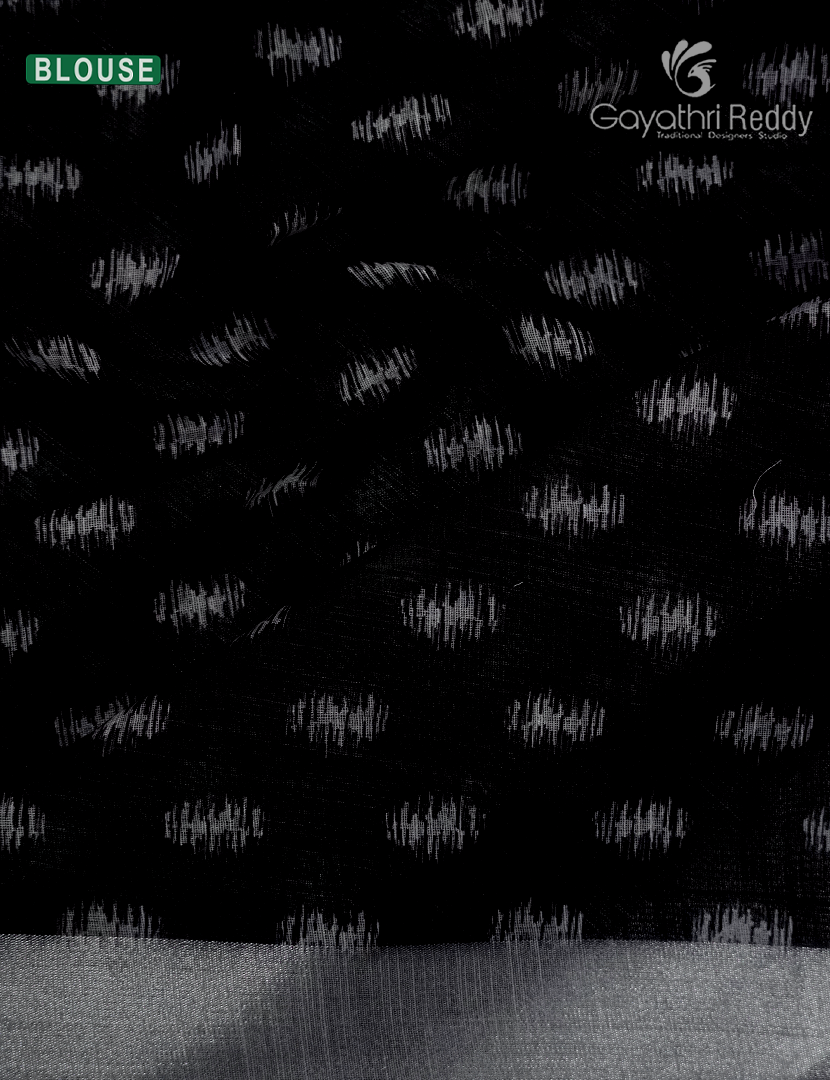 Linen Silk Saree in White and Black