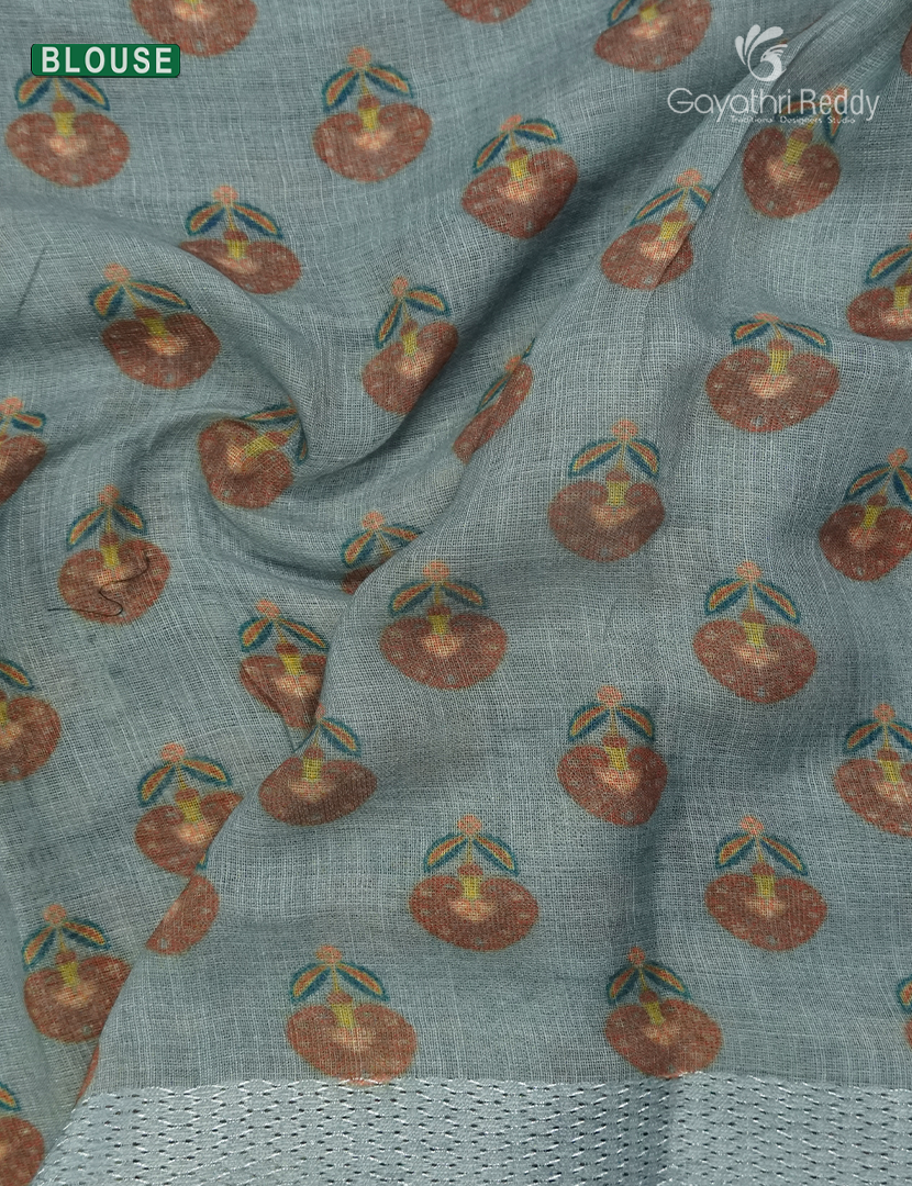 Pure Linen Saree in Grey