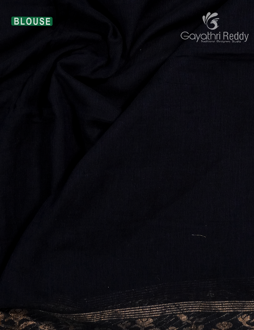 Jamdani Cotton Saree in Deep Black