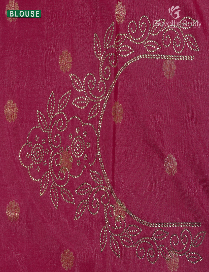 Semi Kanchipuram Silk Fancy  Saree in Copper and Rani Pink