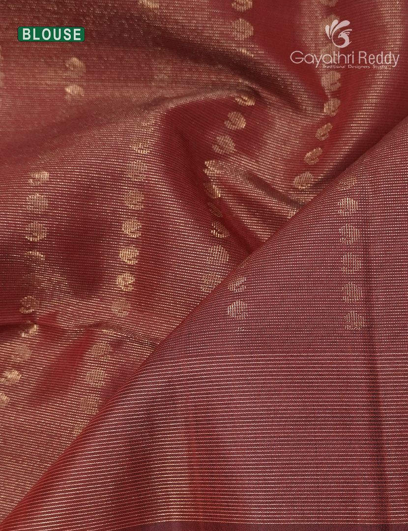 Pure  Kanchipuram Light Weight Silk Saree in Rust Orange and Brown