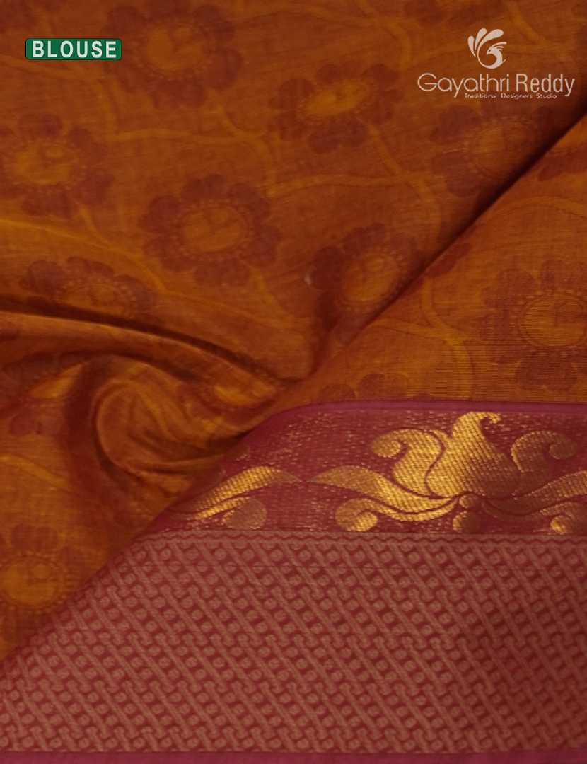 Pure Kanchi Cotton Saree in Deep Mustard