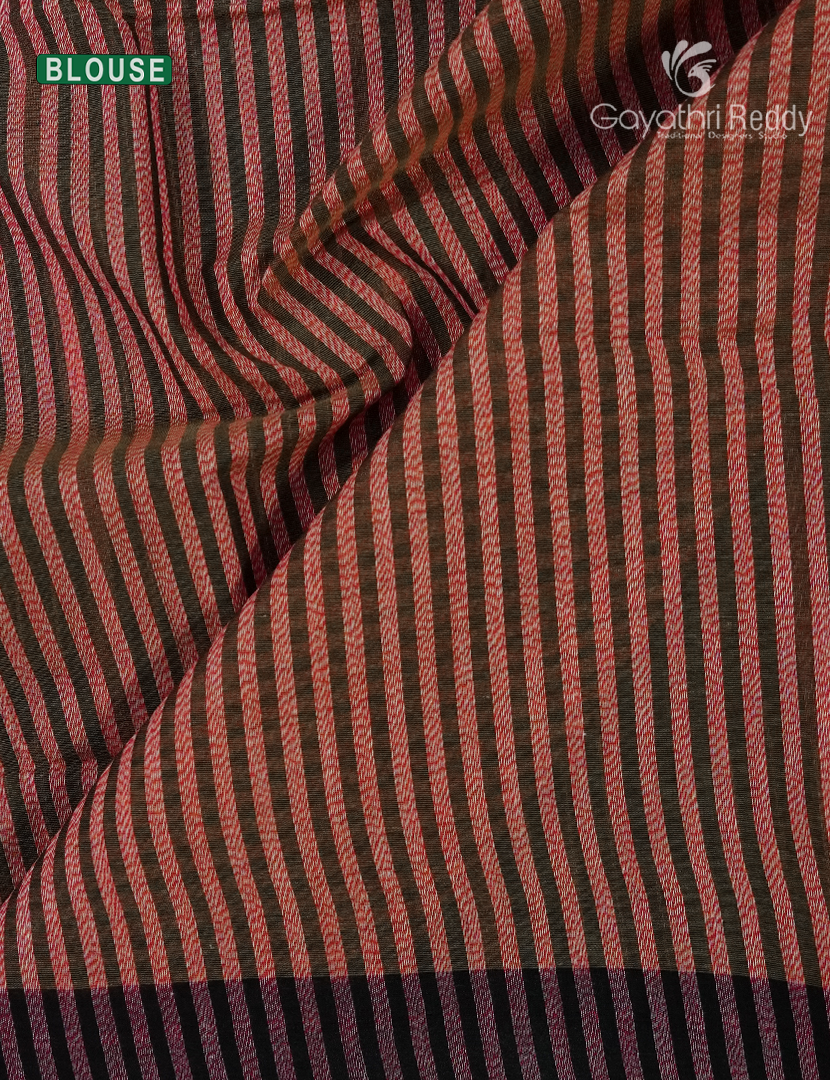 Pure Handloom Cotton Saree in Deep Olive and Baby Pink