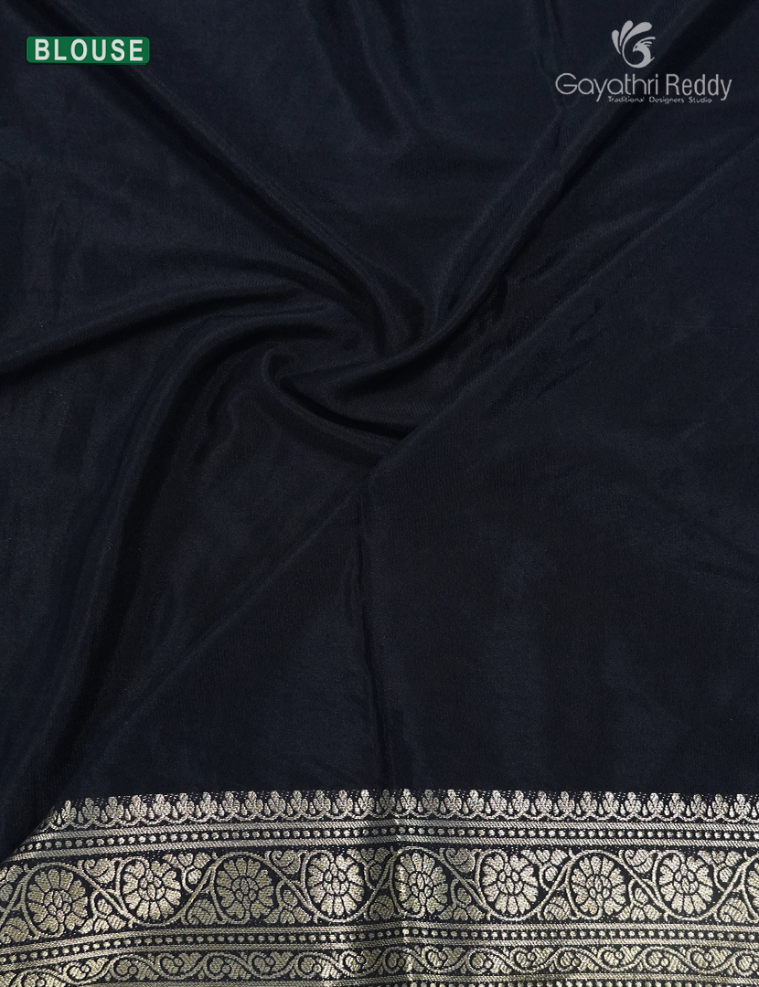 Semi Mysore Crepe Saree in Deep Navy Blue