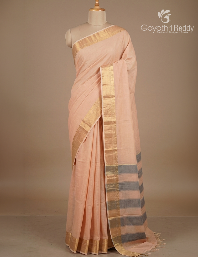 Pure Kanchi Cotton Saree in Light Cream