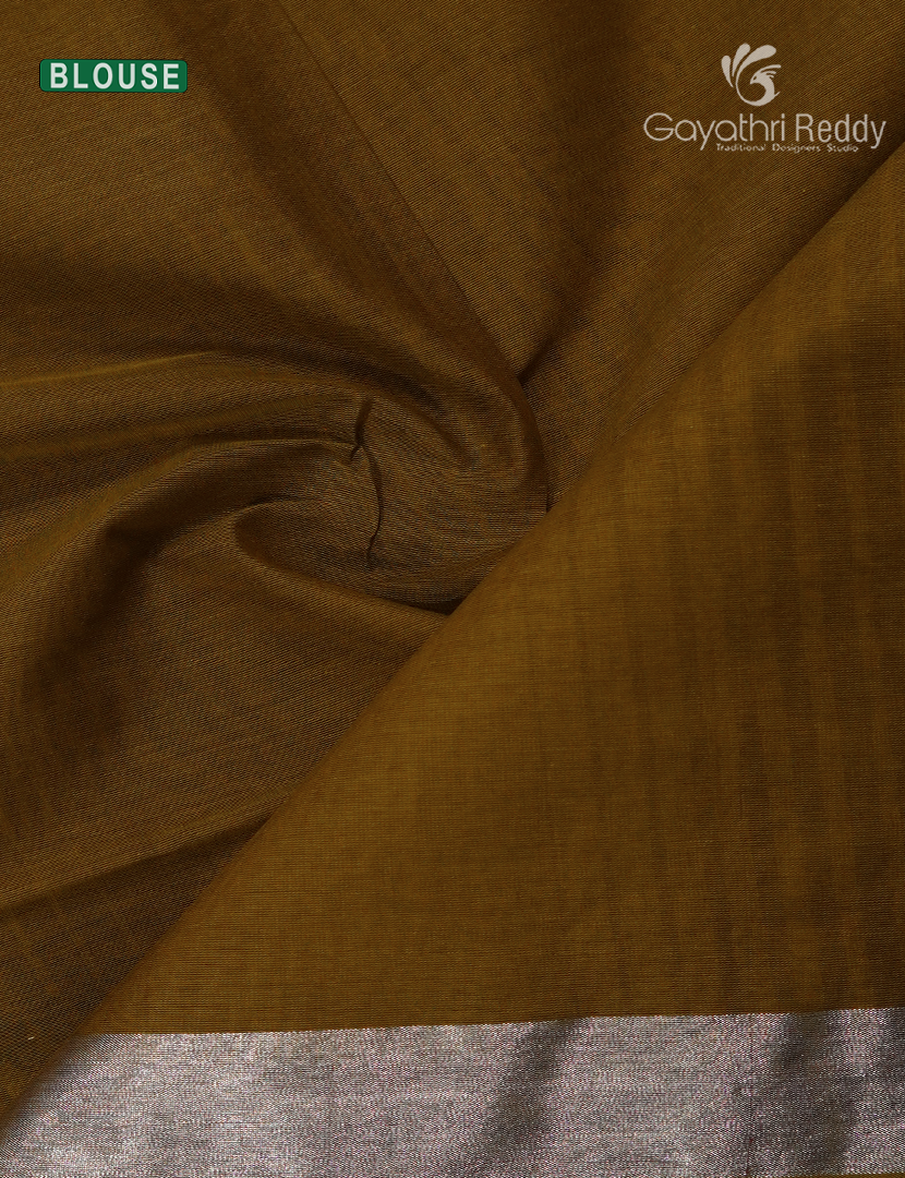 Pure Kanchi Cotton Saree in Dry Mehendi