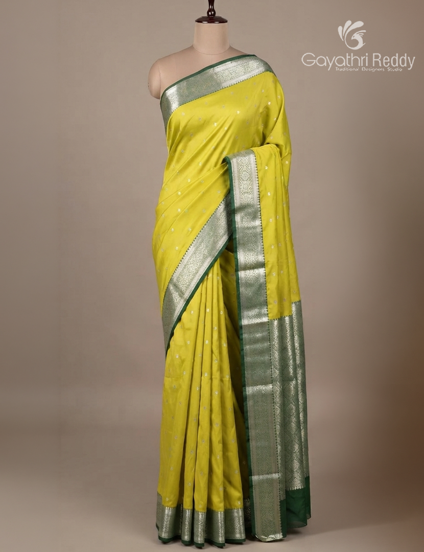 Semi Banaras Katan Silk Saree in Yellow