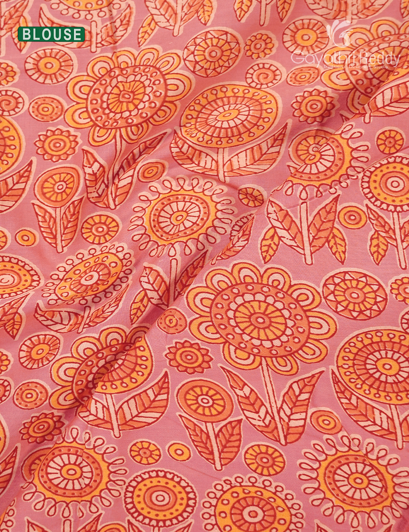Pure MulMul Cotton Saree in Light Peach and Deep Peach