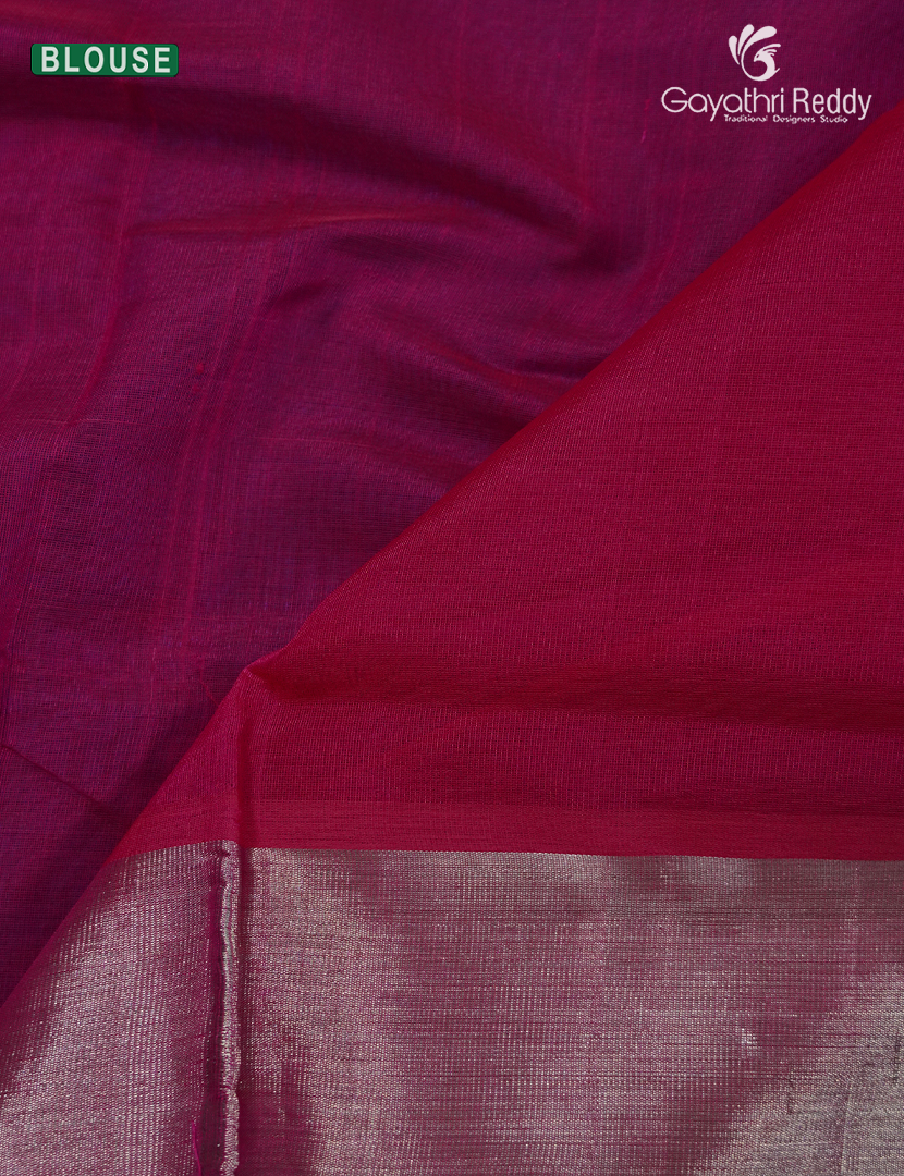 Pure Arani Sico Saree in Deep Blue and Rani Pink