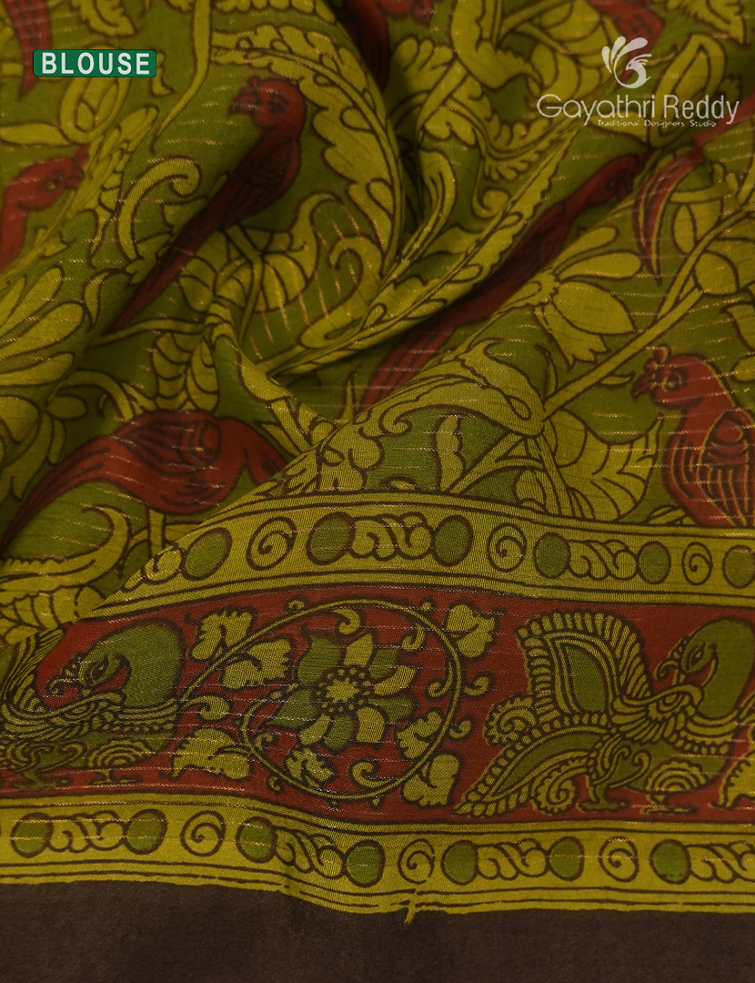 Pure Munga Silk Saree in Lime Green