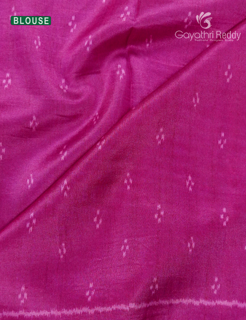 Semi Tussar Silk Saree in Deep Mustard and Pink