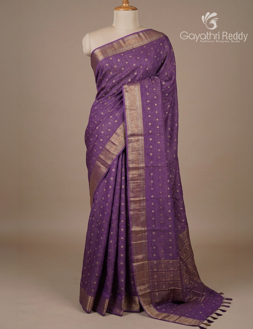 Semi Mysore Crepe Saree in Purple