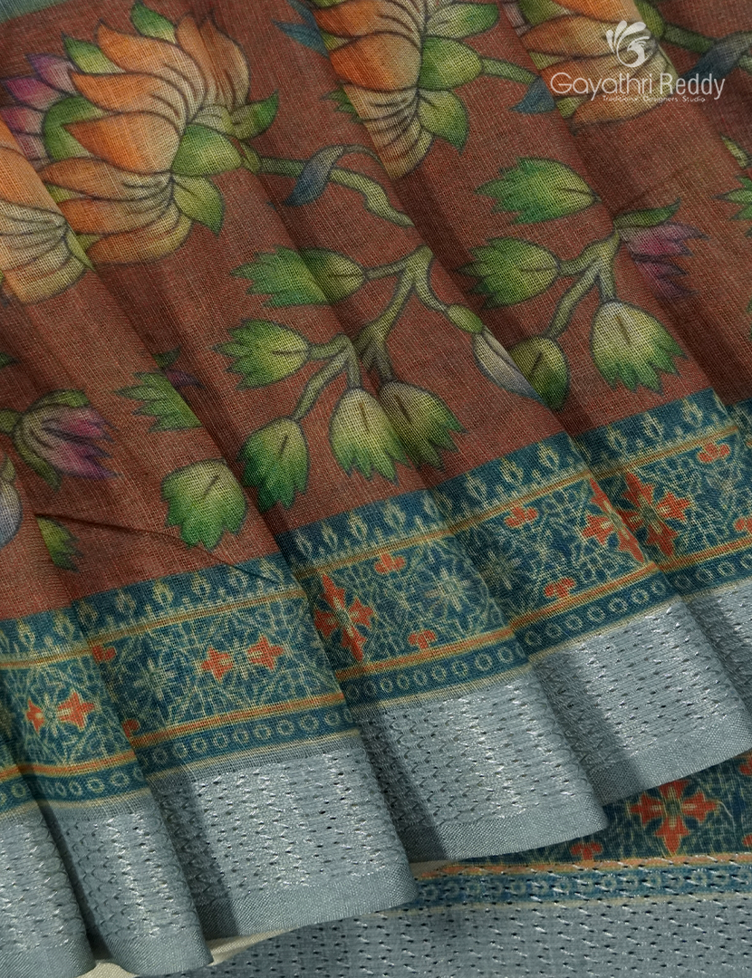 Pure Linen Saree in Grey