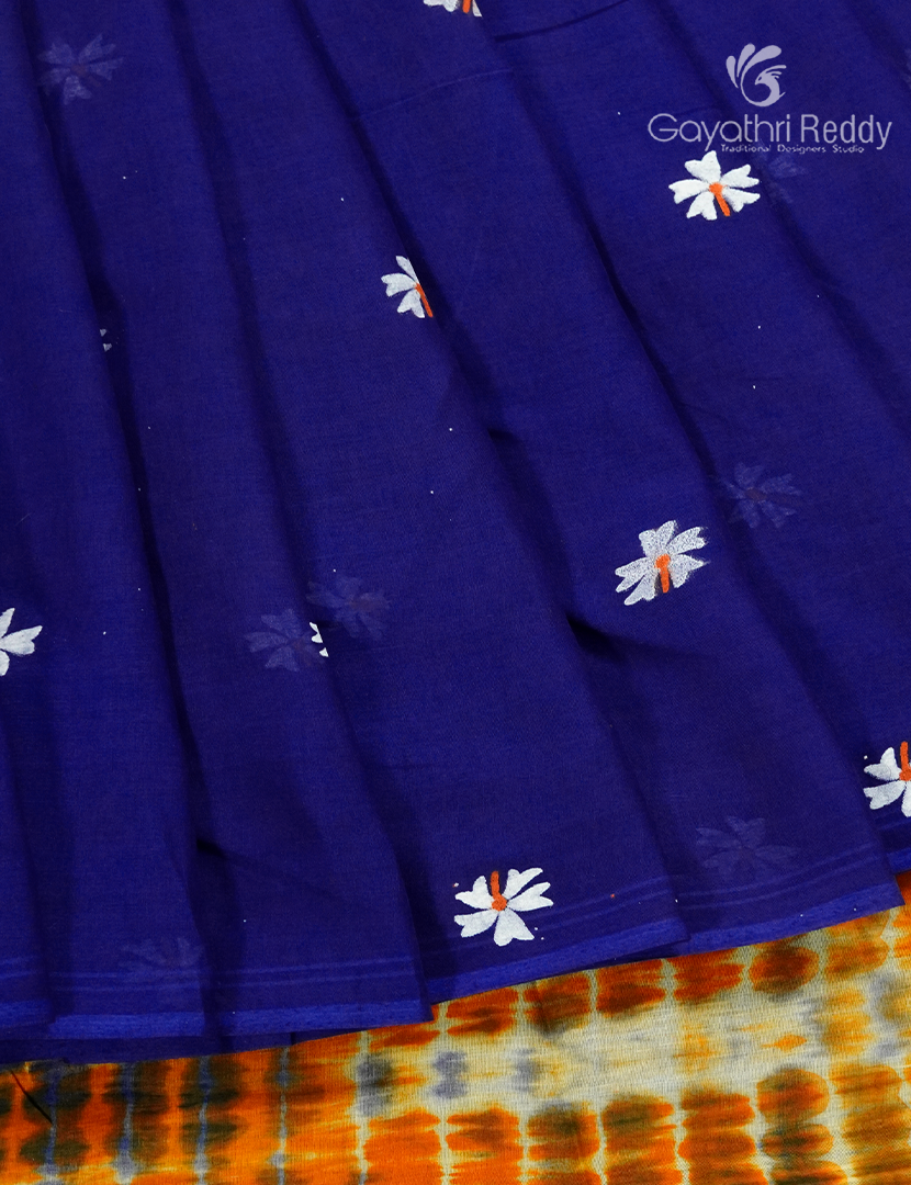 Pure MulMul Cotton Saree in Deep Royal Blue