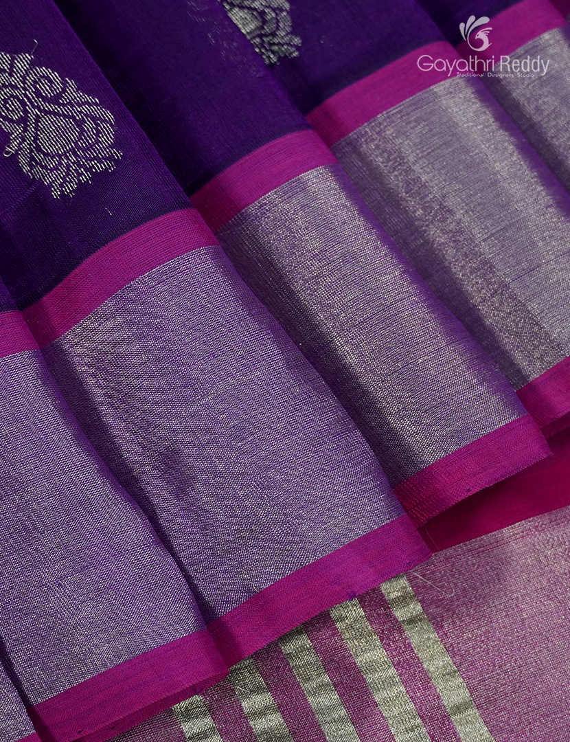 Pure Arani Sico Saree in Deep Purple and Hot Pink