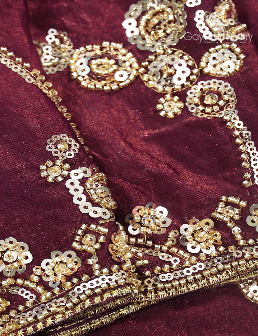 Tissue Fancy Saree in Maroon