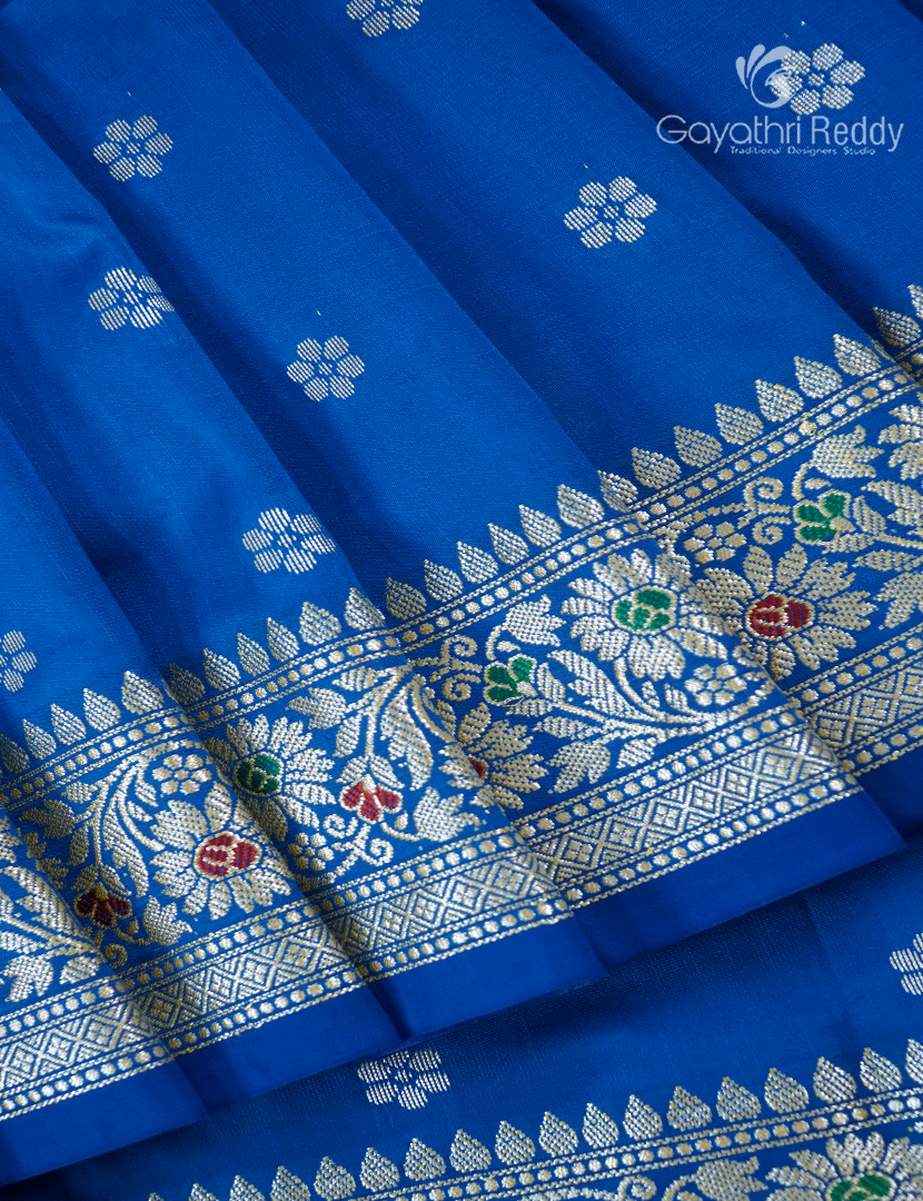 Semi Banaras Katan Silk Saree in Persian Blue
