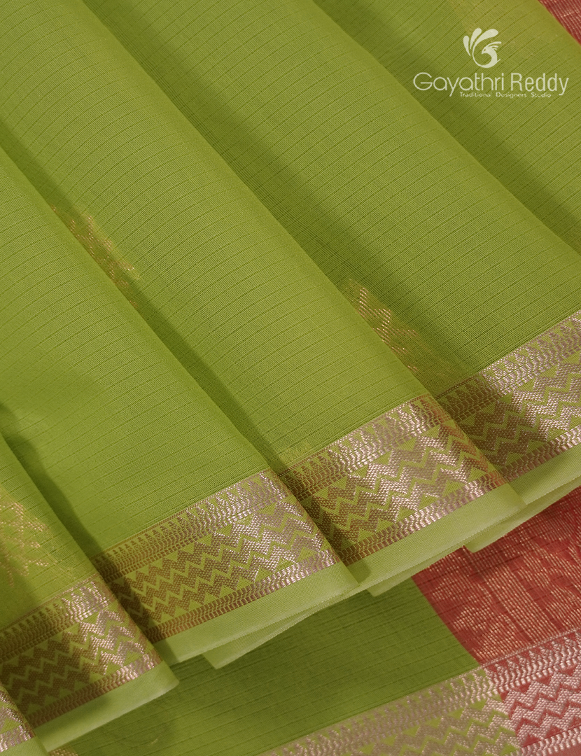Kanchipuram Sico Saree in Light Green and Peach