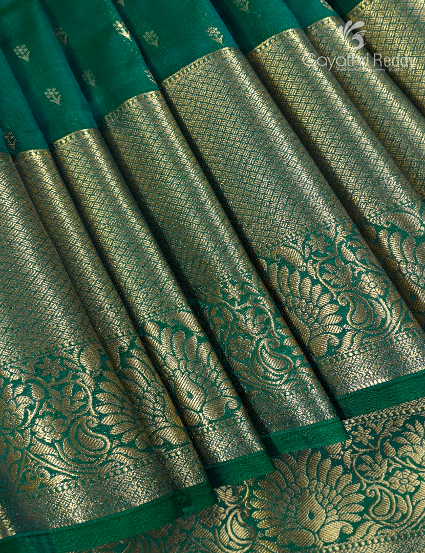 Semi Kanchipuram Silk Saree in Bottle Green