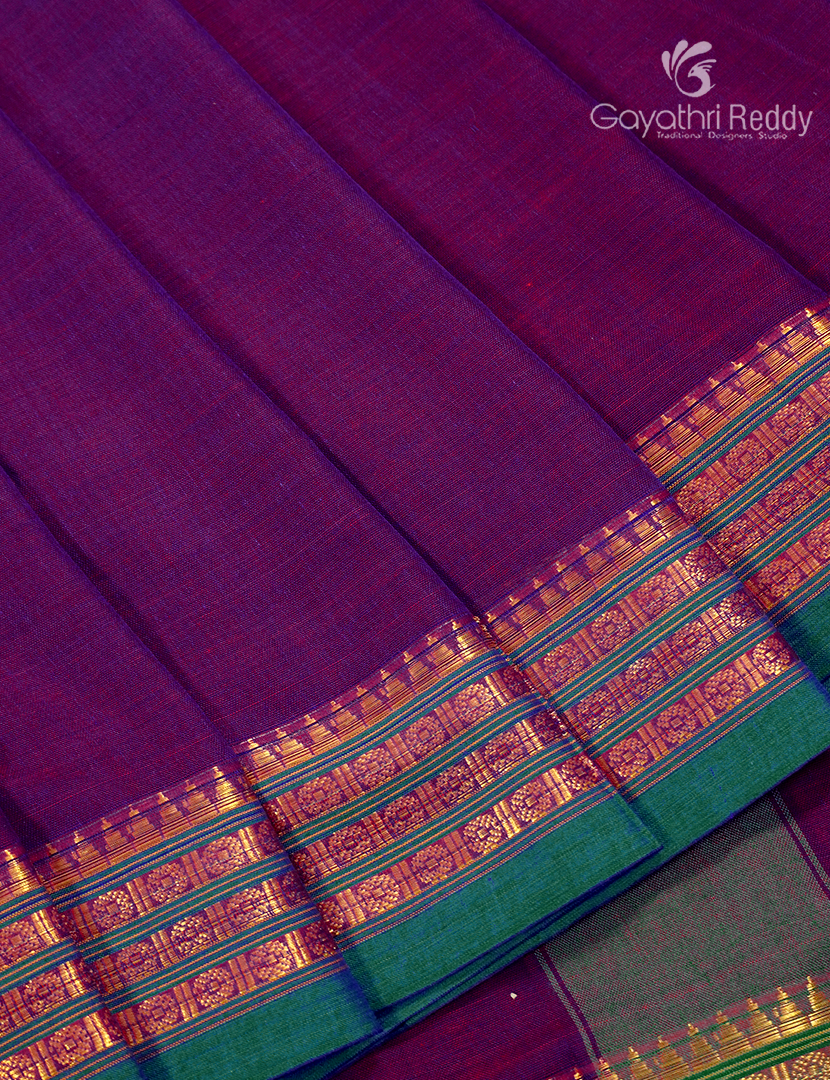 Pure Narayanpet Cotton Saree in Deep Jamun