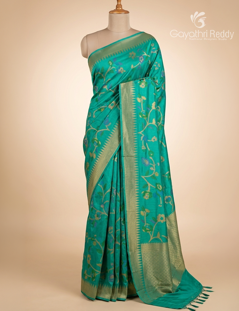 Pure Satin Silk Saree in Sea Green