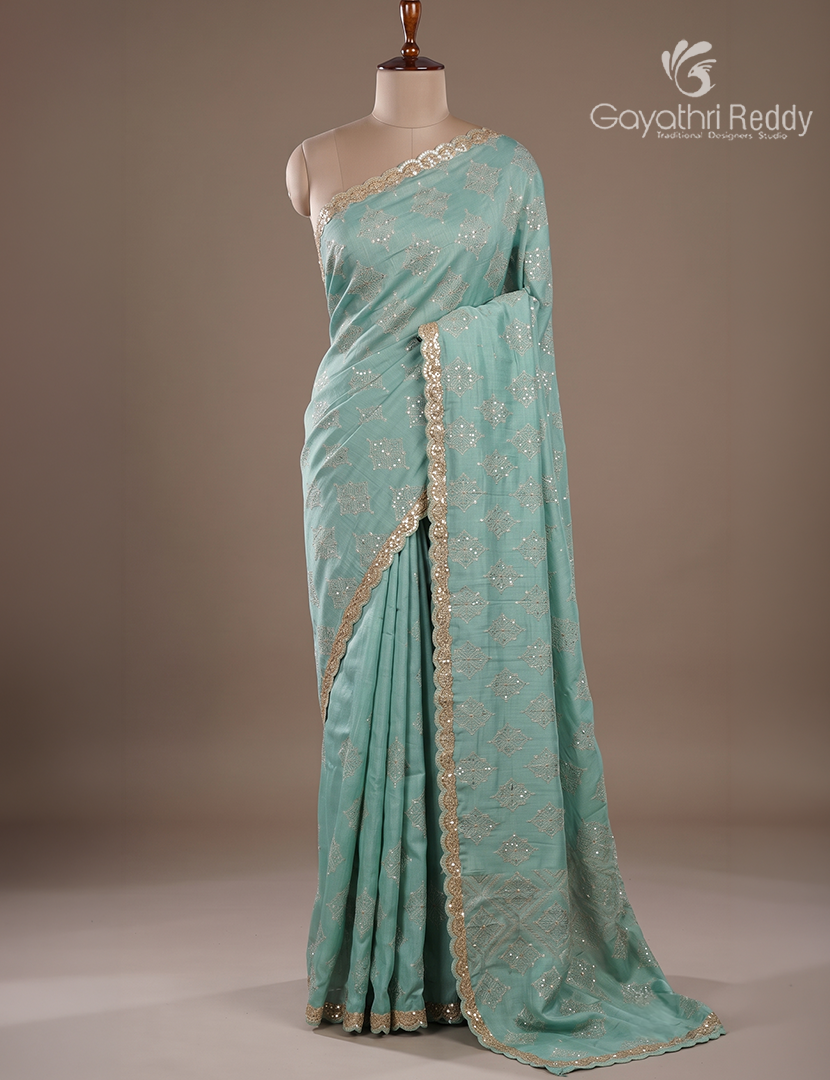 Pure Desi Tussar Fancy Saree in Mint Green