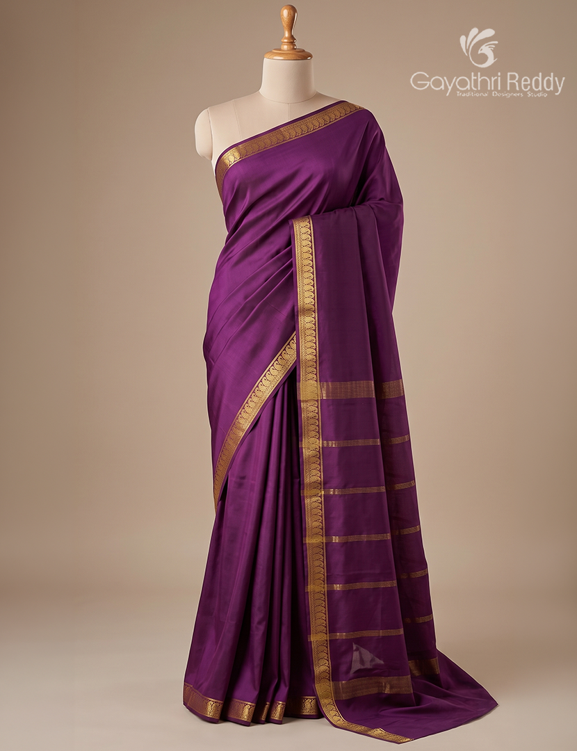 Pure Mysore Silk Saree in Deep Burgundy