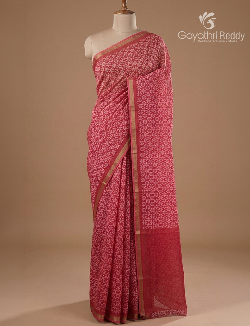 Premium Quality Cotton Kota Saree in Rani Pink