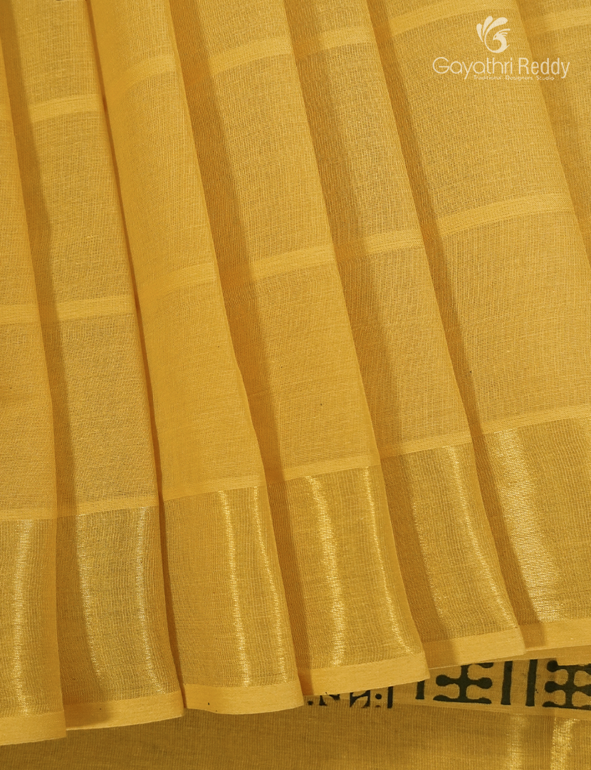 Cotton Printed Saree in Yellow