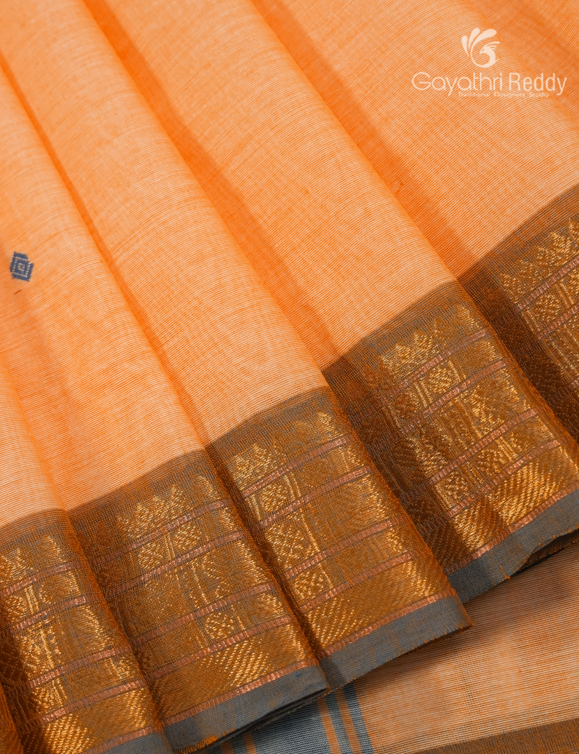 Pure Handloom Cotton Saree in Light Peach