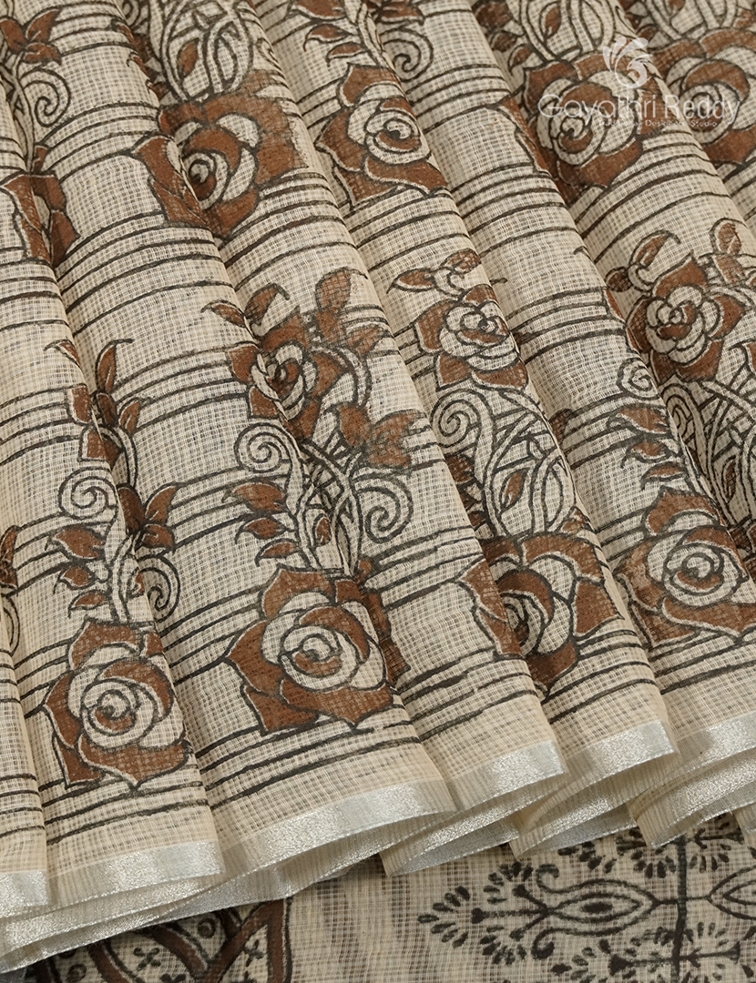 Kota Printed Saree in Cream