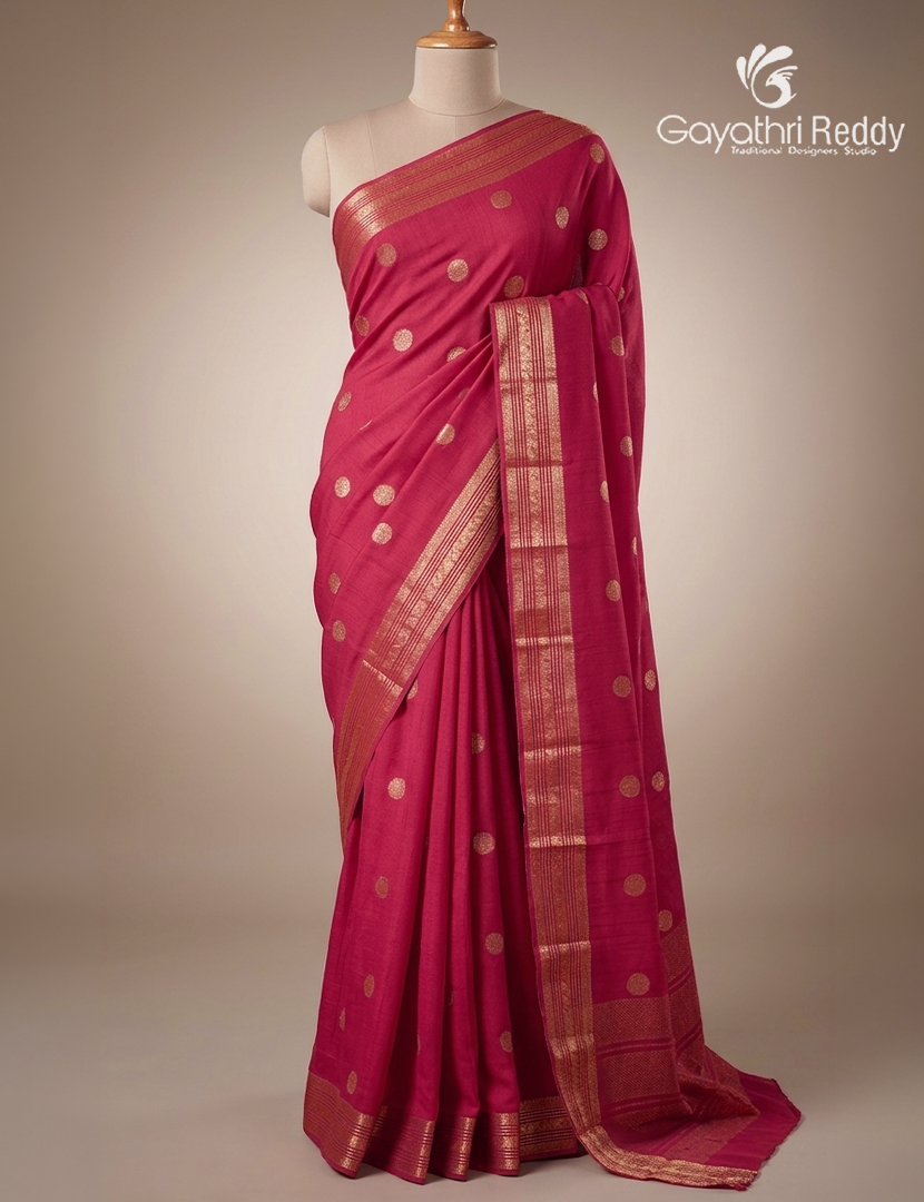 Semi Mysore Crepe Saree in Pink
