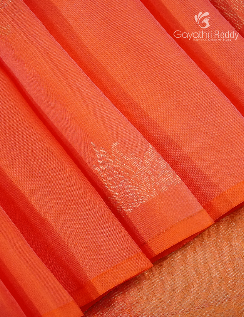 Pure Kanchipuram Silk  Saree in Orange  ( Butta Style )
