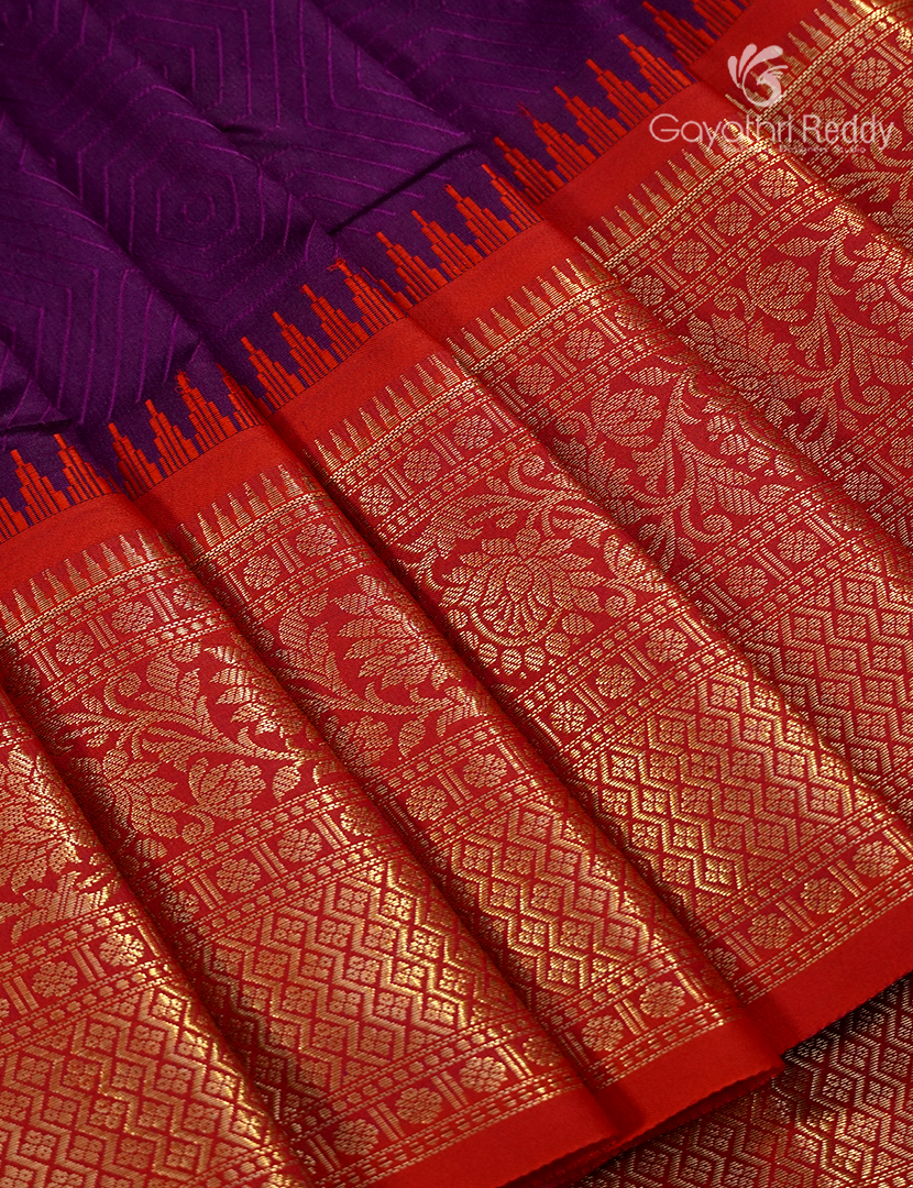 Semi Katan Silk Saree in Deep Purple and