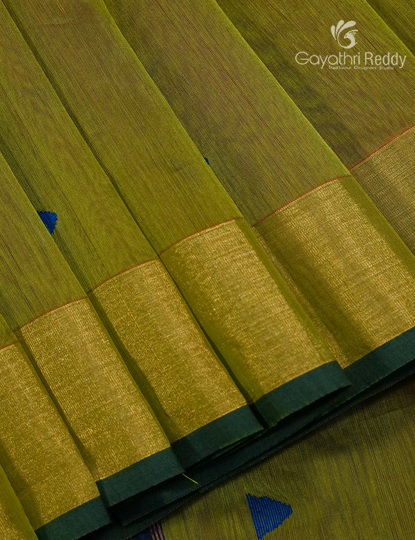 Pure Chanderi Sico Saree in Mehendi Green