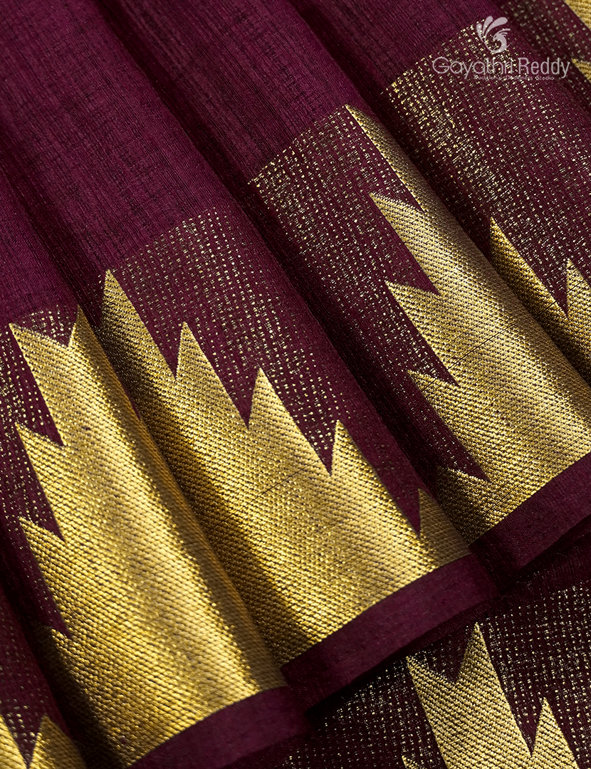 Semi Tussar Saree in Burgundy
