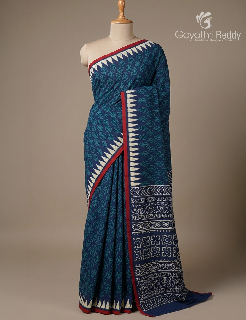 Vidharbha Cotton Saree Indigo Blue