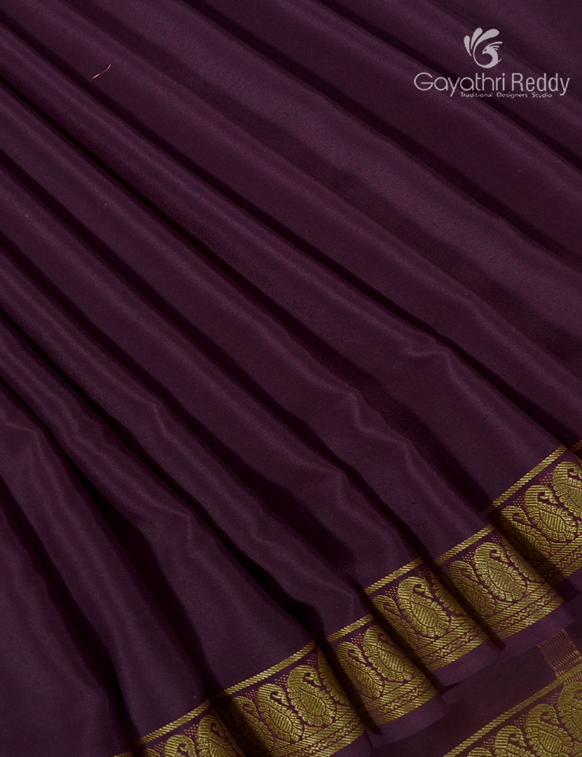 Pure Mysore Silk Saree in Deep Burgundy