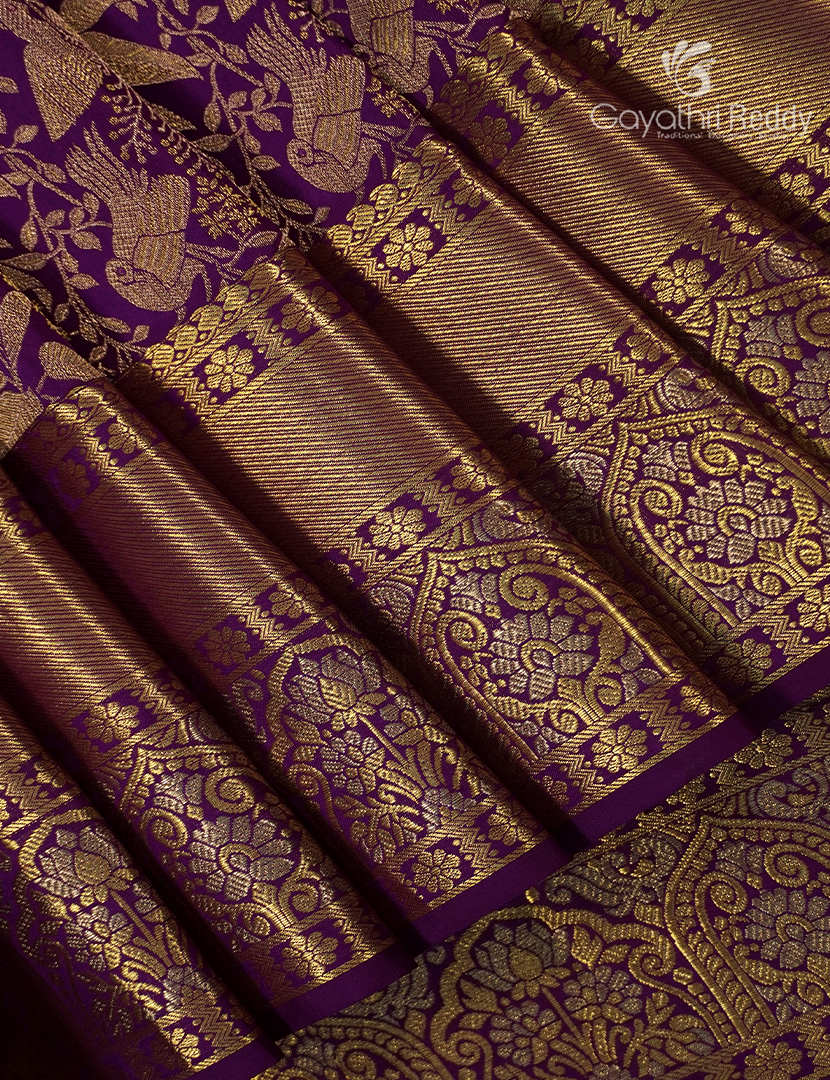 Pure Kanchipuram Bridal Silk  Saree in Purple ( Brocade)
