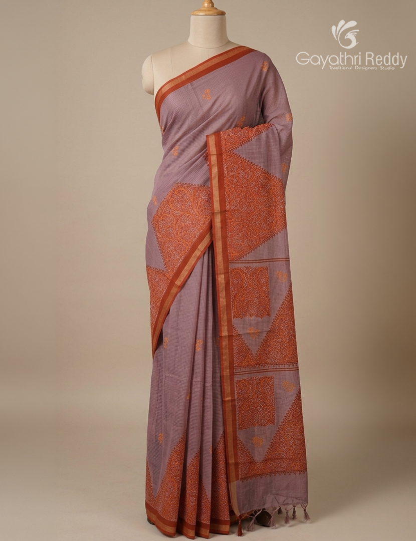 Premium Quality Cotton Kota Saree in Onion and Plum