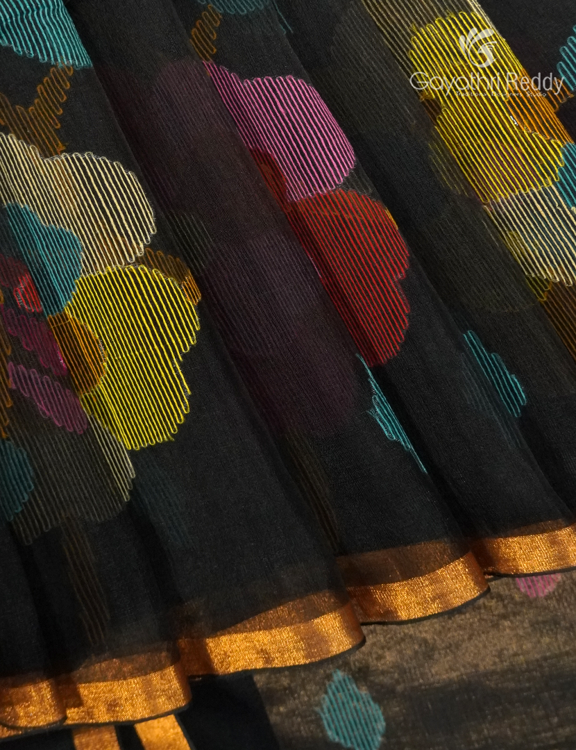 Pure Jamdani Kora Saree in Black