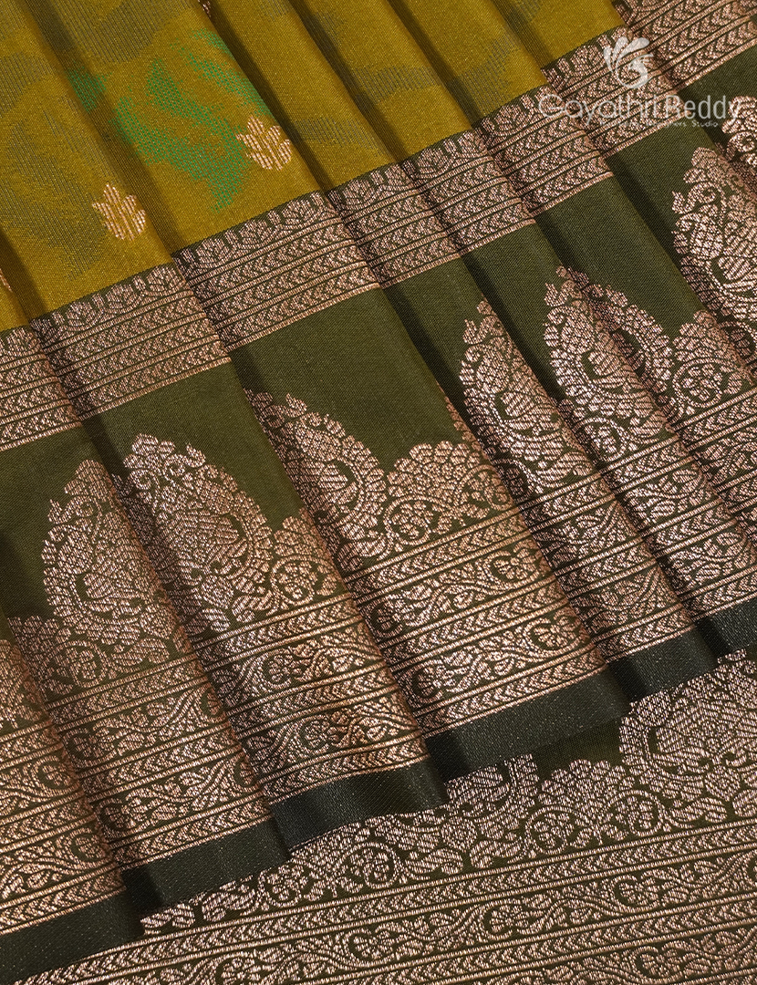 Semi Kanchipuram Art Silk Saree in Mehendi Green
