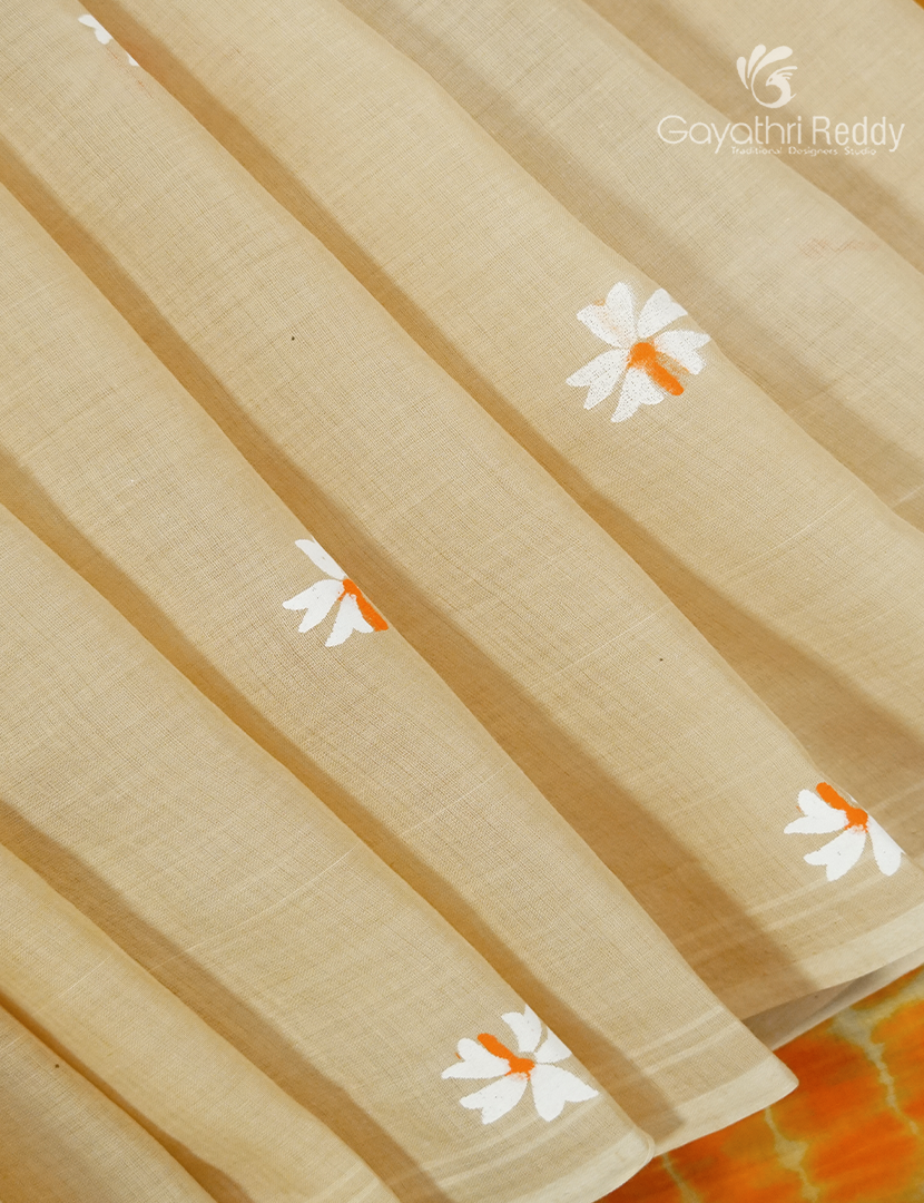 Pure MulMul Cotton Saree in Cream