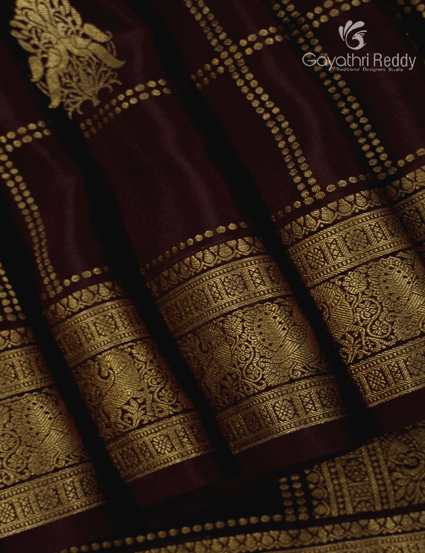 Pure Mysore Silk Saree in Brown