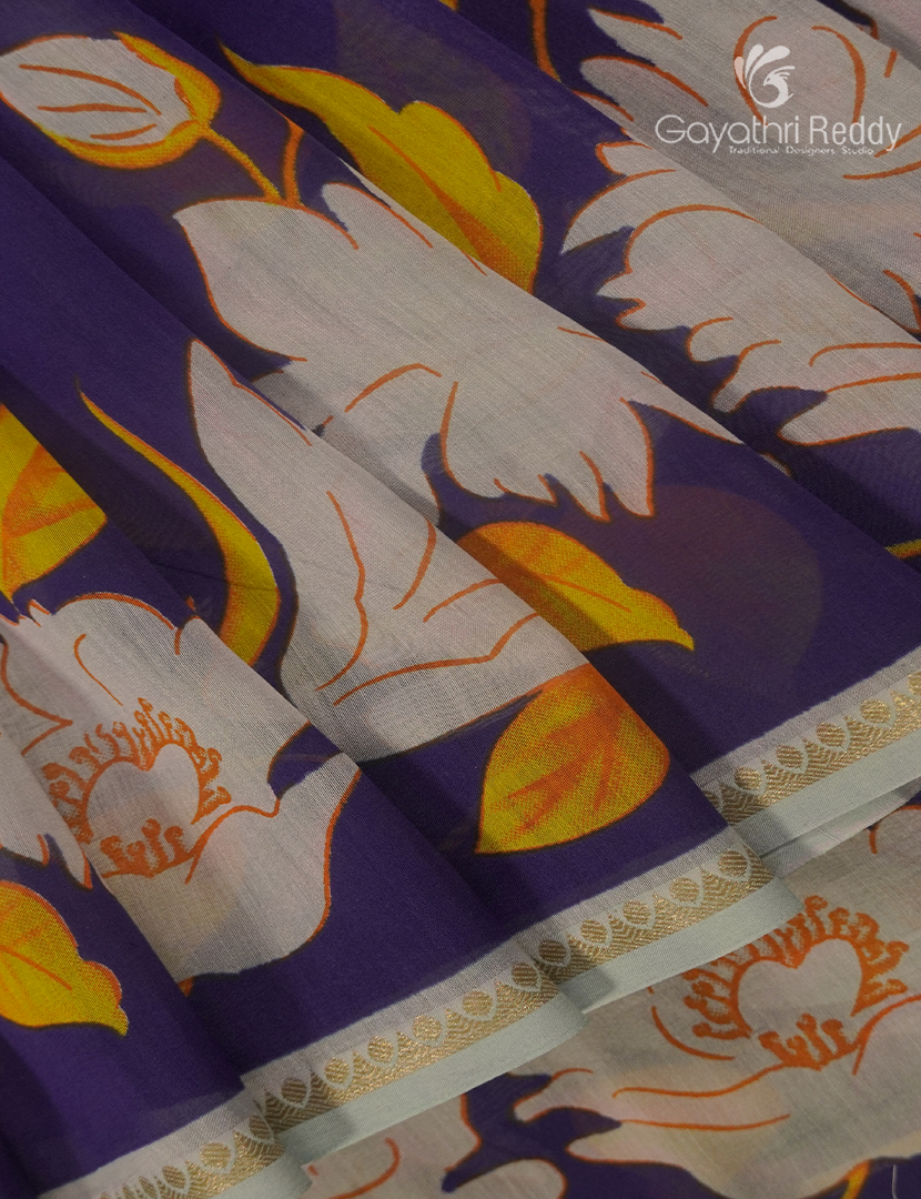 Pure Maheshwari Silk Saree in Violet