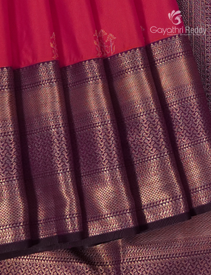 Semi Kanchipuram Silk Saree in Deep Pink and Deep Purple